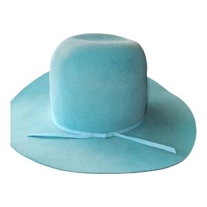American Hat Co. Vintage Teal Felt Cowboy Hat Double XX  Handmade inTexas Size 7